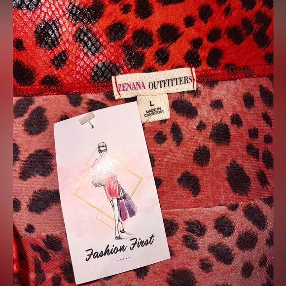 🔥HP🔥Red Leopard Print Bodycon Mini Skirt - Picture 3 of 3